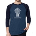 thumbnail image 1 of LA Pop Art Men's Raglan Word Art T-Shirt - No Justice, No Peace, 1 of 2