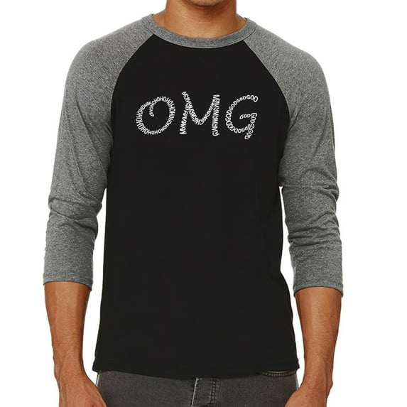 LA Pop Art Men's Raglan Word Art T-Shirt - OMG