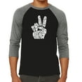 thumbnail image 1 of LA Pop Art Men's Raglan Word Art T-Shirt - PEACE FINGERS, 1 of 2