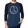 thumbnail image 1 of LA Pop Art Men's Raglan Word Art T-Shirt - PEACE, LOVE, & MUSIC, 1 of 2