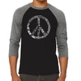thumbnail image 1 of LA Pop Art Men's Raglan Word Art T-Shirt - PEACE, LOVE, & MUSIC, 1 of 2