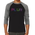 thumbnail image 1 of LA Pop Art Men's Raglan Word Art T-Shirt - PLUR, 1 of 2