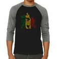thumbnail image 1 of LA Pop Art Men's Raglan Word Art T-Shirt - Rasta Lion - One Love, 1 of 2
