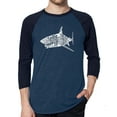 thumbnail image 1 of LA Pop Art Men's Raglan Word Art T-Shirt - SPECIES OF SHARK, 1 of 2