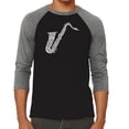 thumbnail image 1 of LA Pop Art Men's Raglan Word Art T-Shirt - Sax, 1 of 2