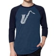 thumbnail image 1 of LA Pop Art Men's Raglan Word Art T-Shirt - Sax, 1 of 2