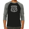 thumbnail image 1 of LA Pop Art Men's Raglan Word Art T-Shirt - Stops Along Route 66, 1 of 2
