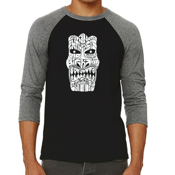LA Pop Art Men's Raglan Word Art T-Shirt - TIKI - BIG KAHUNA