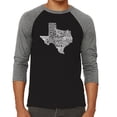 thumbnail image 1 of LA Pop Art Men's Raglan Word Art T-Shirt - The Great State of Texas, 1 of 2