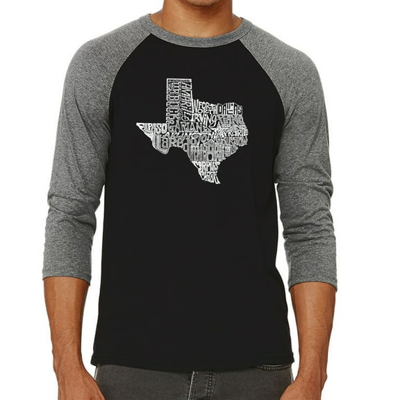 LA Pop Art Men's Raglan Word Art T-Shirt - The Great State of Texas