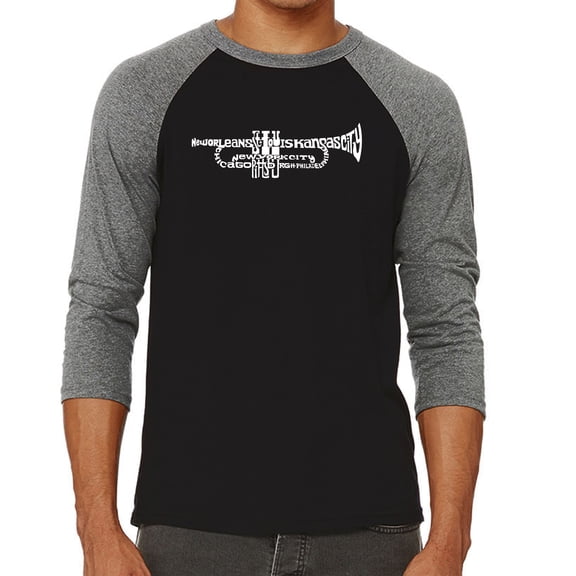 LA Pop Art Men's Raglan Word Art T-Shirt - Trumpet