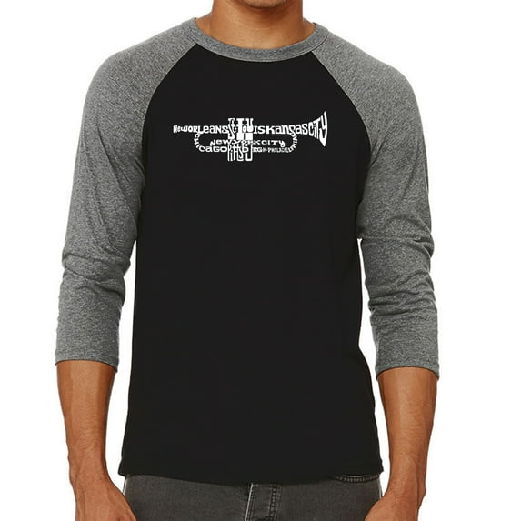 LA Pop Art Men's Raglan Word Art T-Shirt - Trumpet