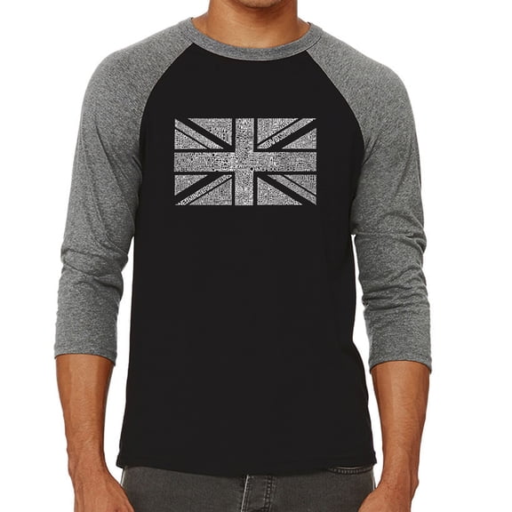 LA Pop Art Men's Raglan Word Art T-Shirt - UNION JACK