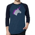 thumbnail image 1 of LA Pop Art Men's Raglan Word Art T-Shirt - Unicorn, 1 of 2