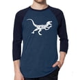 thumbnail image 1 of LA Pop Art Men's Raglan Word Art T-Shirt - Velociraptor, 1 of 2