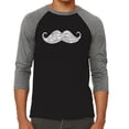 thumbnail image 1 of LA Pop Art Men's Raglan Word Art T-Shirt - WAYS TO STYLE A MOUSTACHE, 1 of 2