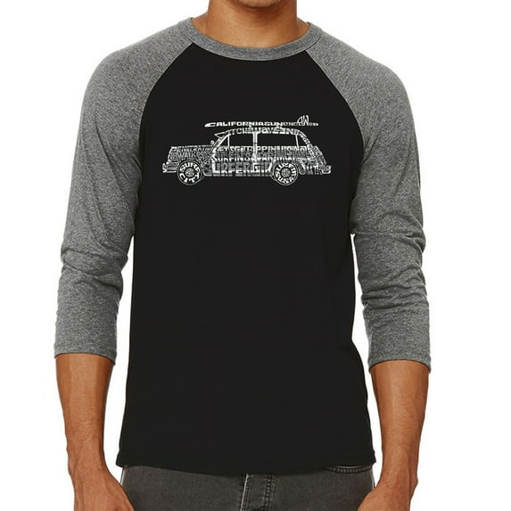 LA Pop Art Men's Raglan Word Art T-Shirt - Woody - Classic Surf Songs
