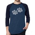 thumbnail image 1 of LA Pop Art Men's Raglan Word Art T-Shirt - Woof Paw Prints, 1 of 2