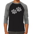 thumbnail image 1 of LA Pop Art Men's Raglan Word Art T-Shirt - Woof Paw Prints, 1 of 2