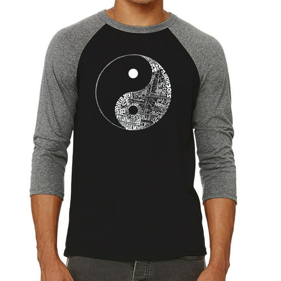 LA Pop Art Men's Raglan Word Art T-Shirt - YIN YANG