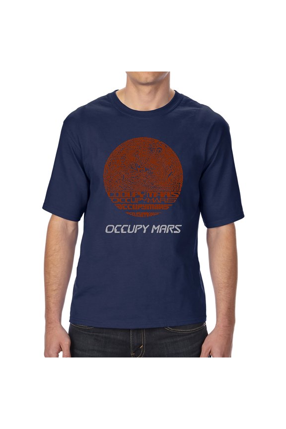Men's Tall and Long Word Art T-shirt - Occupy Mars