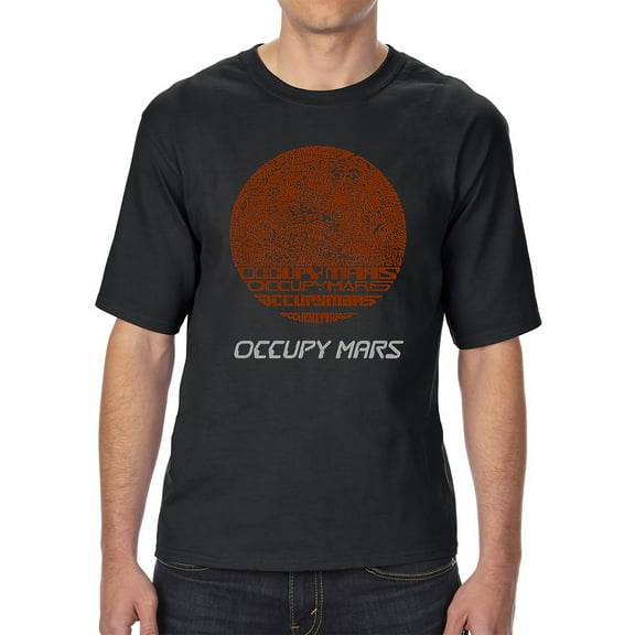 LA Pop Art Men's Tall and Long Word Art T-shirt - Occupy Mars