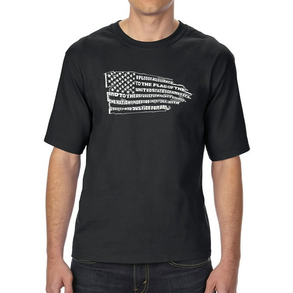 LA Pop Art Men's Tall and Long Word Art T-shirt - Pledge of Allegiance Flag