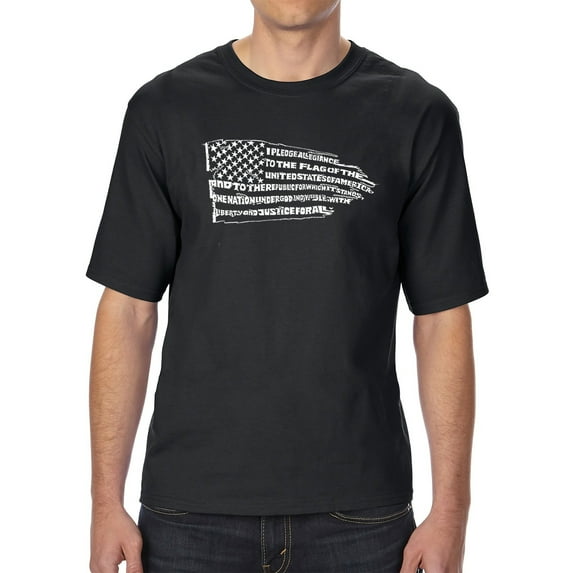 LA Pop Art Men's Tall and Long Word Art T-shirt - Pledge of Allegiance Flag