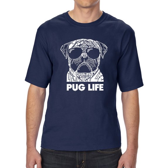 LA Pop Art Men's Tall and Long Word Art T-shirt - Pug Life
