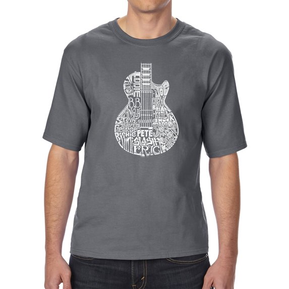 LA Pop Art Men's Tall and Long Word Art T-shirt - Rock Guitar Head