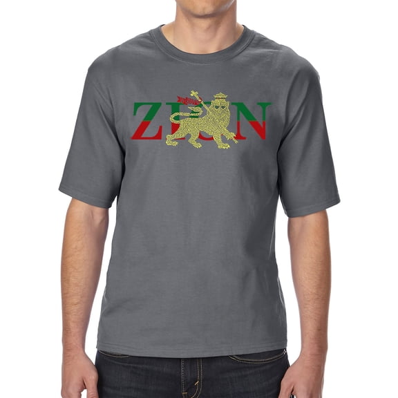 LA Pop Art Men's Tall and Long Word Art T-shirt - Zion - One Love