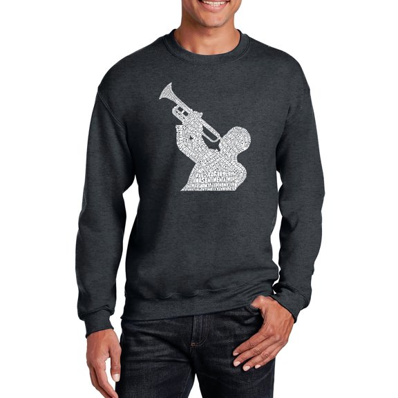 LA Pop Art Men's Word Art Crewneck Sweatshirt - ALL TIME JAZZ SONGS