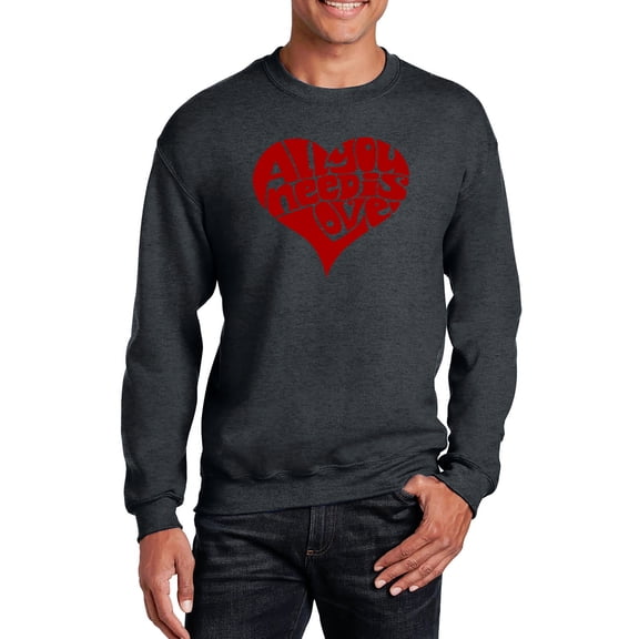 LA Pop Art Men's Word Art Crewneck Sweatshirt - All You Need Is Love
