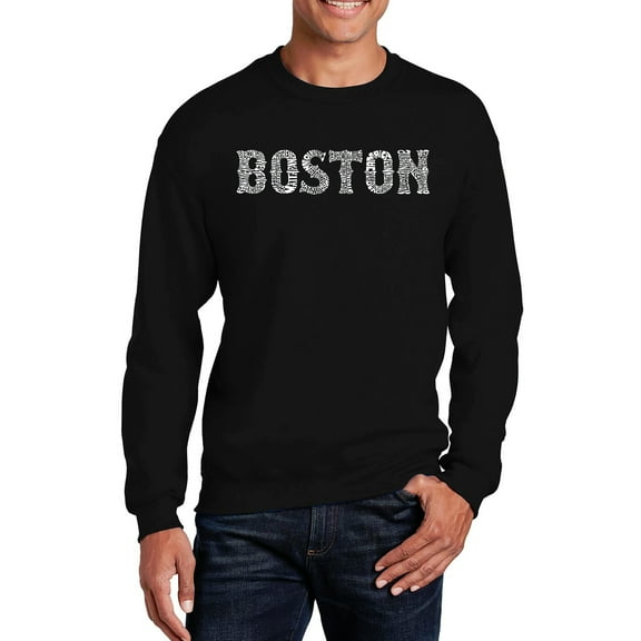 LA Pop Art Men's Word Art Crewneck Sweatshirt - BOSTON NEIGHBORHOODS
