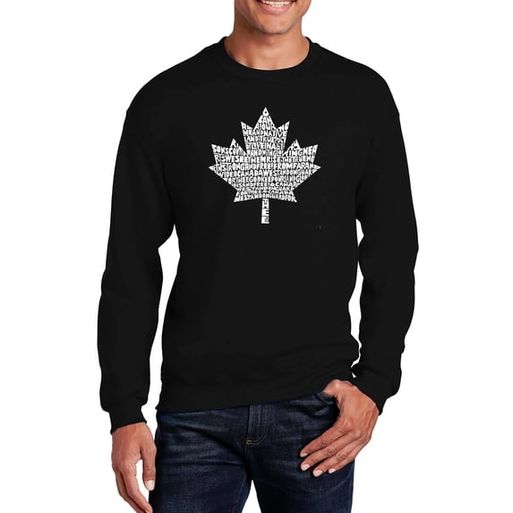 LA Pop Art Men's Word Art Crewneck Sweatshirt - CANADIAN NATIONAL ANTHEM