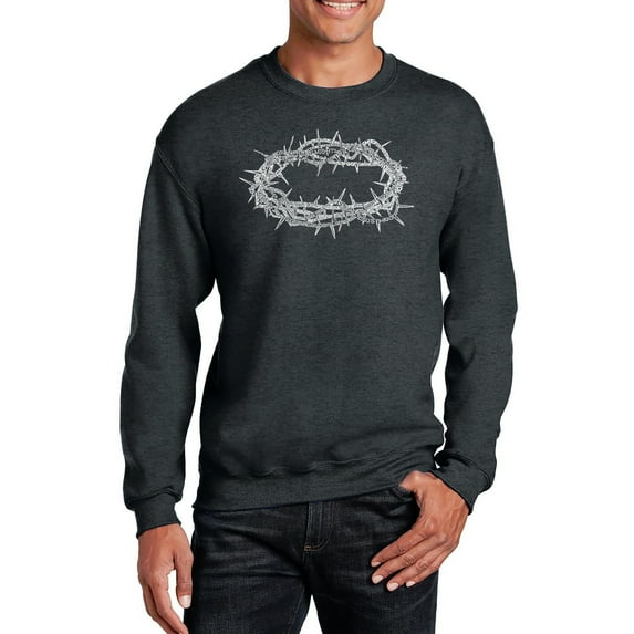 LA Pop Art Men's Word Art Crewneck Sweatshirt - CROWN OF THORNS