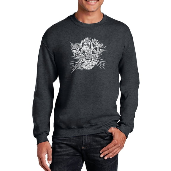 LA Pop Art Men's Word Art Crewneck Sweatshirt - Cat Face