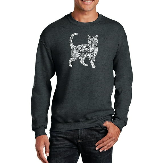 LA Pop Art Men's Word Art Crewneck Sweatshirt - Cat