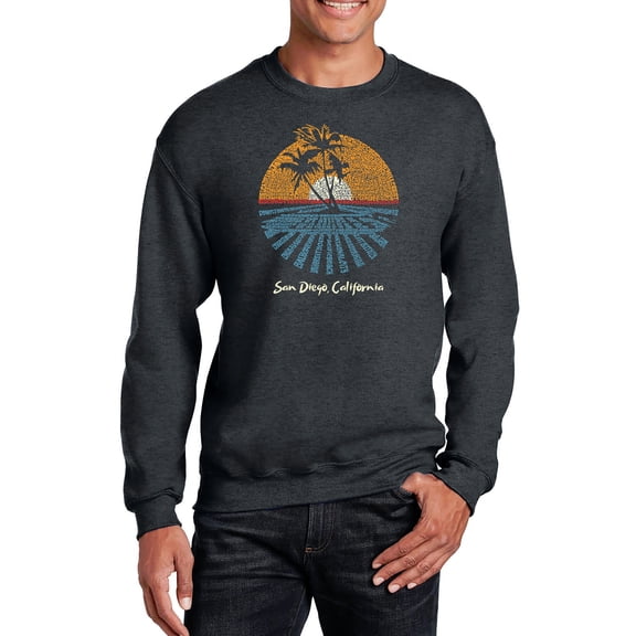 LA Pop Art Men's Word Art Crewneck Sweatshirt - Cities In San Diego