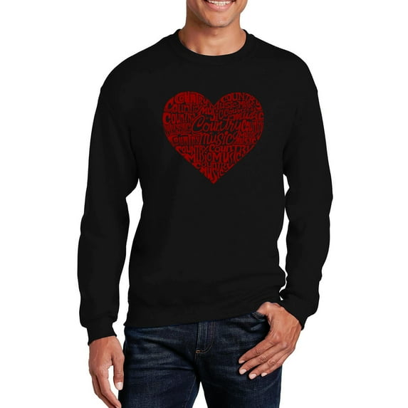 LA Pop Art Men's Word Art Crewneck Sweatshirt - Country Music Heart