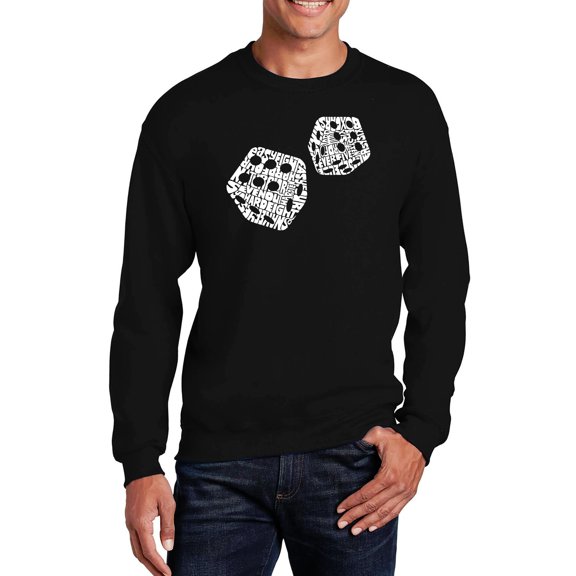 LA Pop Art Men's Word Art Crewneck Sweatshirt - DIFFERENT ROLLS THROWN IN THE GAME OF CRAPS