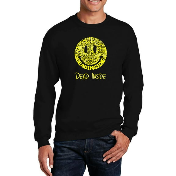 LA Pop Art Men's Word Art Crewneck Sweatshirt - Dead Inside Smile