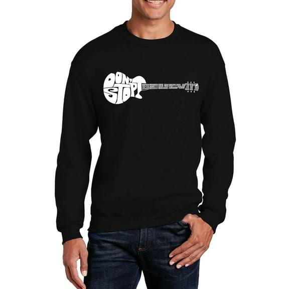 LA Pop Art Men's Word Art Crewneck Sweatshirt - Don't Stop Believin'