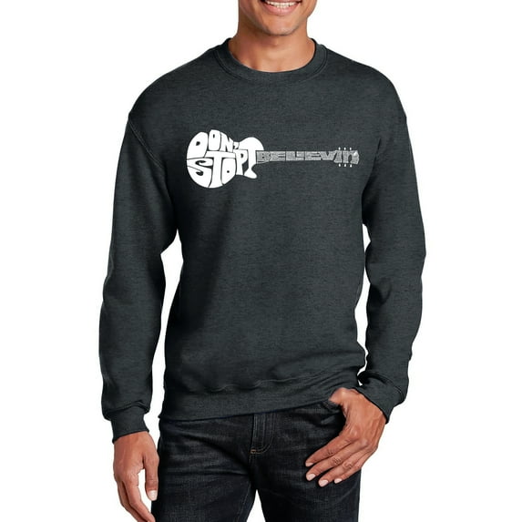 LA Pop Art Men's Word Art Crewneck Sweatshirt - Don't Stop Believin'
