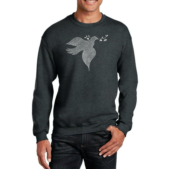 LA Pop Art Men's Word Art Crewneck Sweatshirt - Dove