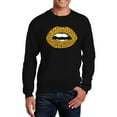 thumbnail image 1 of LA Pop Art Men's Word Art Crewneck Sweatshirt - Gold Digger Lips, 1 of 2