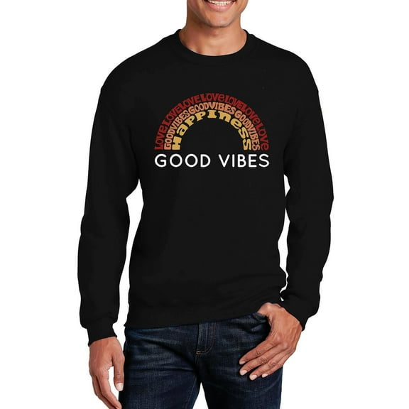 LA Pop Art Men's Word Art Crewneck Sweatshirt - Good Vibes