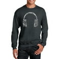 thumbnail image 1 of LA Pop Art Men's Word Art Crewneck Sweatshirt - HEADPHONES - LANGUAGES, 1 of 2
