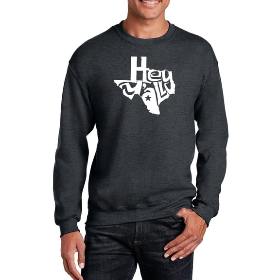 LA Pop Art Men's Word Art Crewneck Sweatshirt - Hey Yall