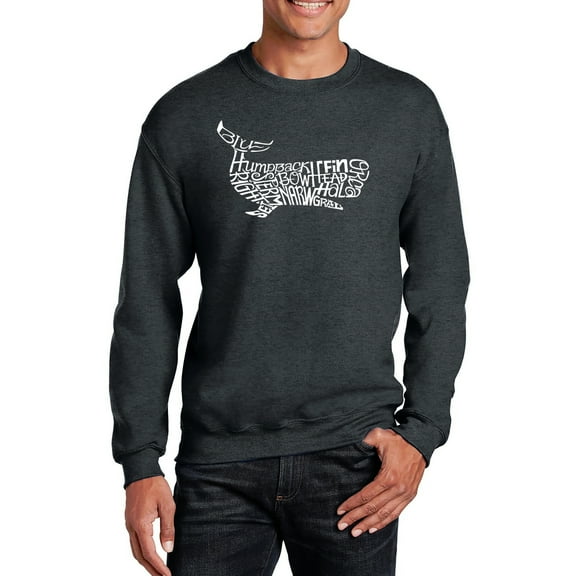 LA Pop Art Men's Word Art Crewneck Sweatshirt - Humpback Whale